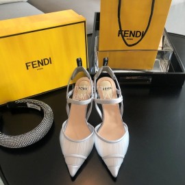 Fendi Spring And Summer New Sheepskin High Heel Sandals For Women White