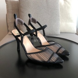 Fendi Spring And Summer New Sheepskin High Heel Sandals For Women Black