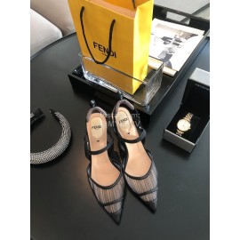 Fendi Spring And Summer New Sheepskin High Heel Sandals For Women Black