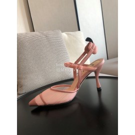 Fendi Spring And Summer New Sheepskin High Heel Sandals For Women Pink