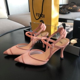 Fendi Spring And Summer New Sheepskin High Heel Sandals For Women Pink