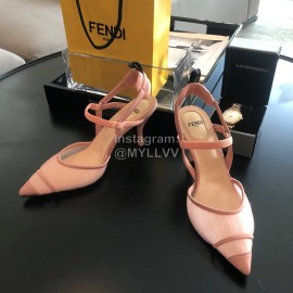 Fendi Spring And Summer New Sheepskin High Heel Sandals For Women Pink