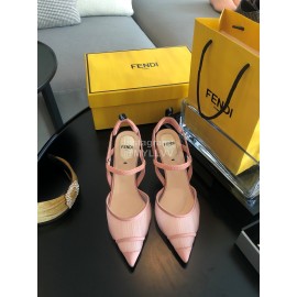 Fendi Spring And Summer New Sheepskin High Heel Sandals For Women Pink