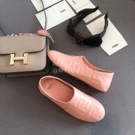 Fendi Fashion Sheepskin Flat Heel Casual Shoes For Women Pink