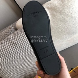 Fendi Fashion Sheepskin Flat Heel Casual Shoes For Women Black