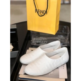 Fendi Fashion Sheepskin Flat Heel Casual Shoes For Women White