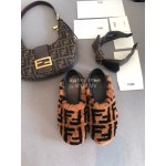 Fendi Fashion Sheepskin Wool Flat Heel Casual Shoes For Women