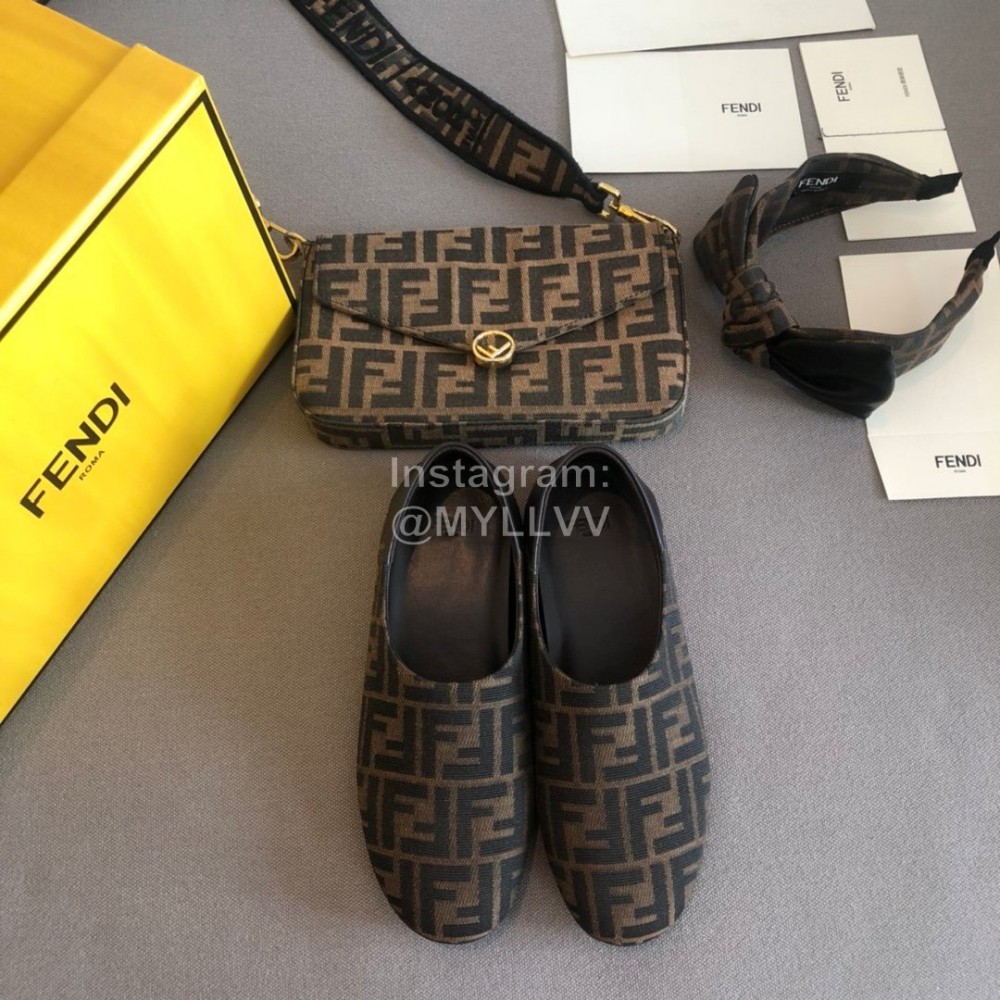 Fendi New Sheepskin Flat Heel Casual Shoes For Women