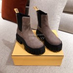 Fendi Winter Fashion Thick Soles Leather Cool Boots For Women Coffee