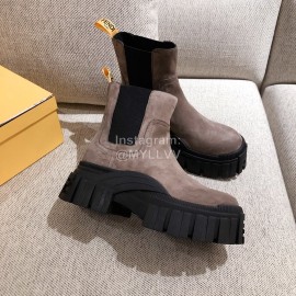 Fendi Winter Fashion Thick Soles Leather Cool Boots For Women Coffee