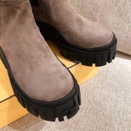 Fendi Winter Fashion Thick Soles Leather Cool Boots For Women Coffee