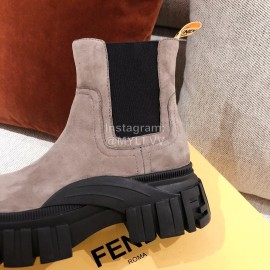 Fendi Winter Fashion Thick Soles Leather Cool Boots For Women Coffee