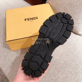 Fendi Winter Fashion Thick Soles Leather Cool Boots For Women Coffee