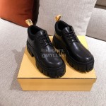 Fendi Fashion Thick Soles Black Leather Shoes For Women 