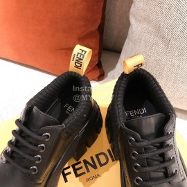 Fendi Fashion Thick Soles Black Leather Shoes For Women 