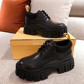 Fendi Fashion Thick Soles Black Leather Shoes For Women 
