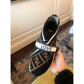 Fendi Fashion Classic Printed Soft Casual Shoes For Women Coffee