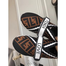 Fendi Fashion Classic Printed Soft Casual Shoes For Women Brown