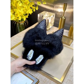 Fendi Autumn And Winter New Soft Warm Wool Pointed Sandals For Women Black