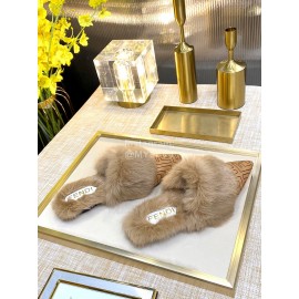 Fendi Autumn And Winter New Soft Warm Wool Pointed Sandals For Women Brown