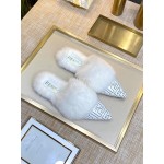 Fendi Autumn And Winter New Soft Warm Wool Pointed Sandals For Women White