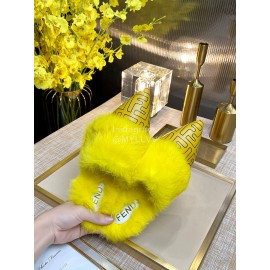 Fendi Autumn And Winter New Soft Warm Wool Pointed Sandals For Women Yellow