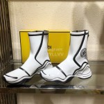 Fendi Fashion Patent Leather Line Boots For Women White