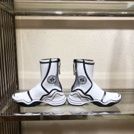 Fendi Fashion Patent Leather Line Boots For Women White