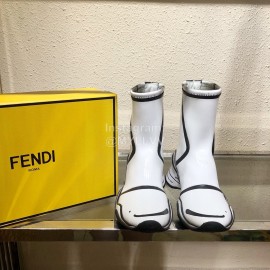 Fendi Fashion Patent Leather Line Boots For Women White