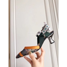 Fendi Silk Cowhide Fashion High Heel Pointed Sandals For Women 