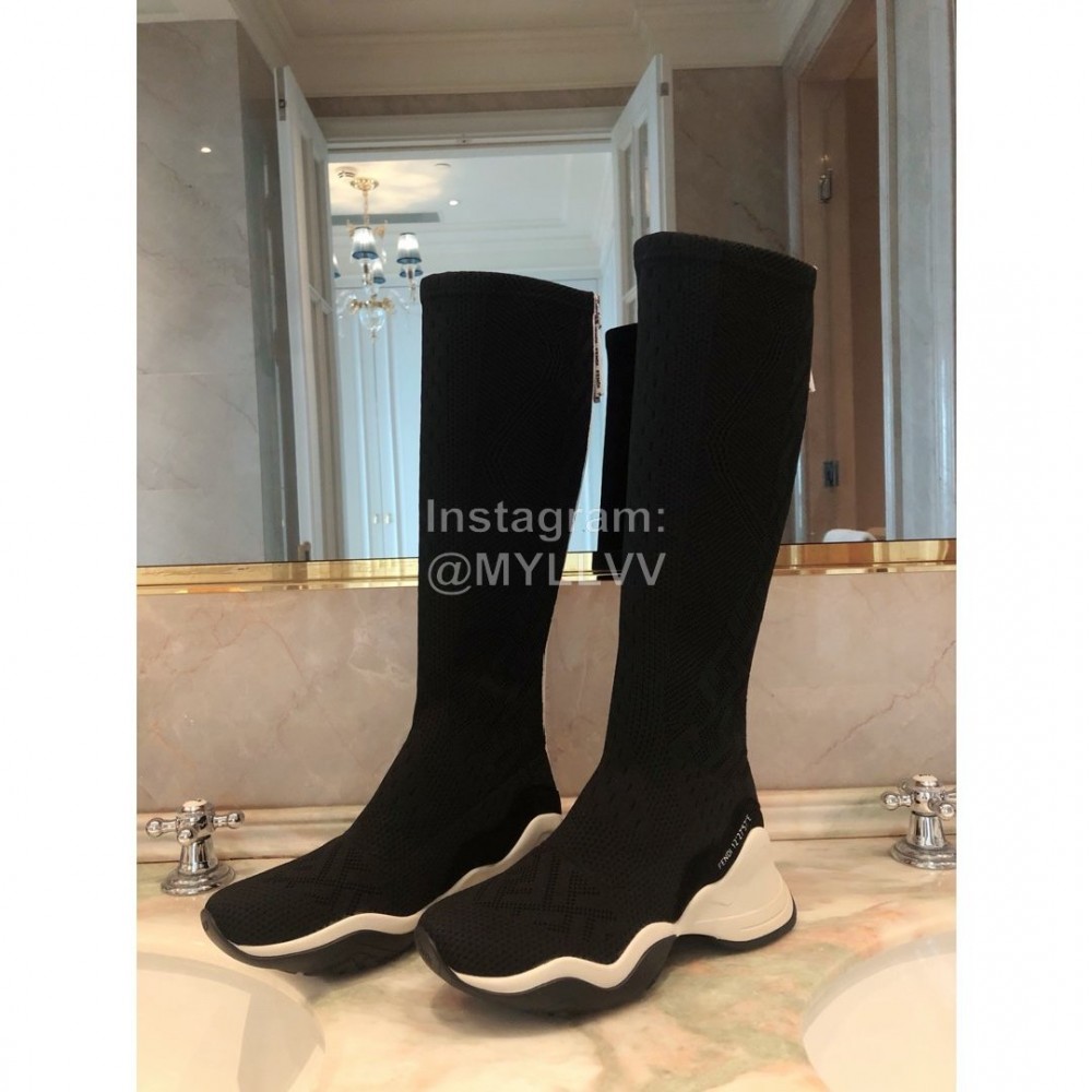 Fendi Fashion Black Thick Soled Casual Boots For Women