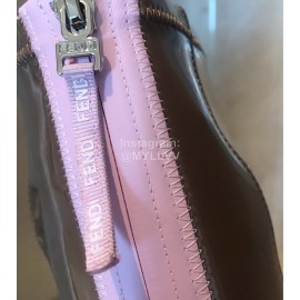 Fendi Fashion Patent Leather Thick Soled Boots For Women Brown