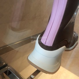 Fendi Fashion Patent Leather Thick Soled Boots For Women Brown