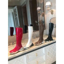 Fendi Fashion Patent Leather Thick Soled Boots For Women Brown