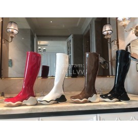 Fendi Fashion Patent Leather Thick Soled Boots For Women Brown