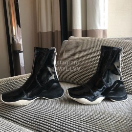 Fendi Fashion Patent Leather Thick Soled Short Boots For Women Black