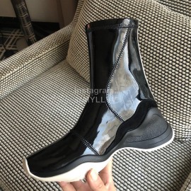 Fendi Fashion Patent Leather Thick Soled Short Boots For Women Black