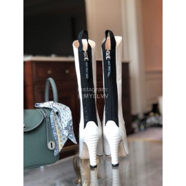 Fendi Autumn Winter Calf High Heeled Boots For Women White