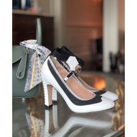 Fendi Spring New White Leather High Heels For Women 