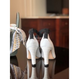 Fendi Spring New White Leather High Heels For Women 