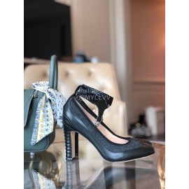 Fendi Spring New Black Leather High Heels For Women 