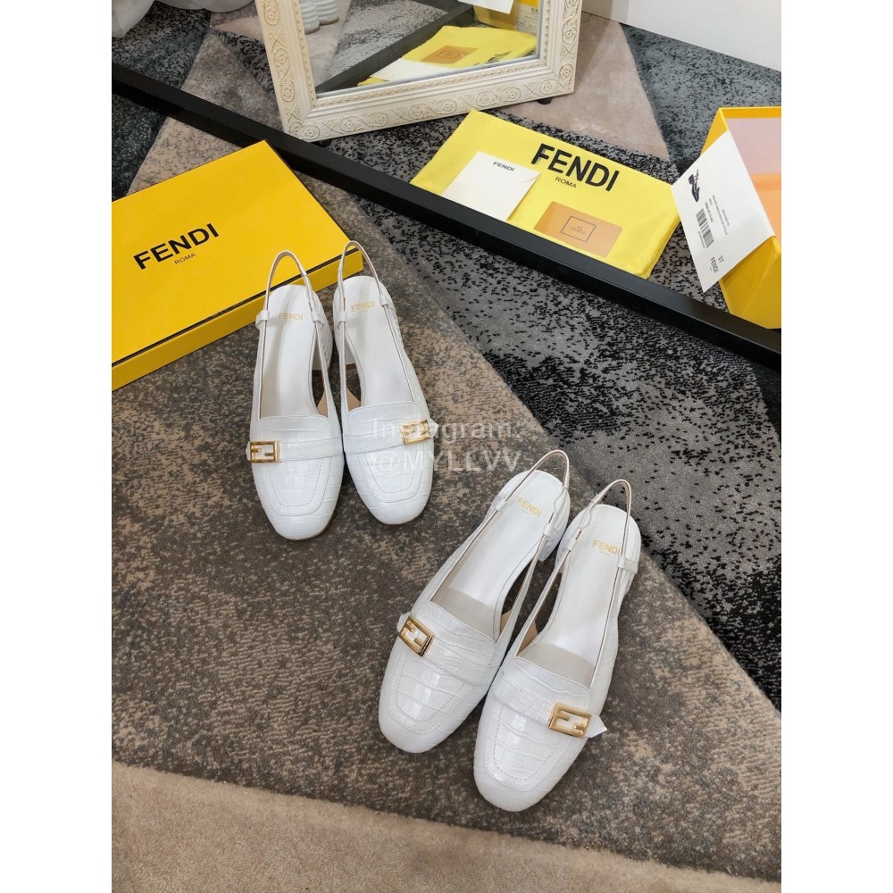 Fendi New Summer Calf High Heel Sandals For Women White