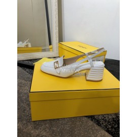 Fendi New Summer Calf High Heel Sandals For Women White