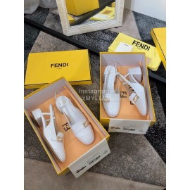 Fendi New Summer Calf High Heel Sandals For Women White
