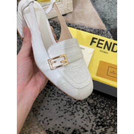 Fendi New Summer Calf High Heel Sandals For Women White