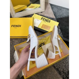 Fendi New Summer Calf High Heel Sandals For Women White