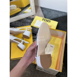 Fendi New Summer Calf High Heel Sandals For Women White