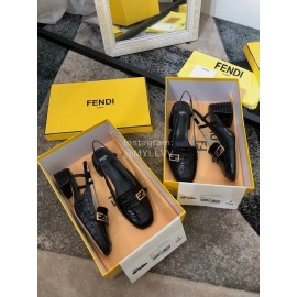 Fendi New Summer Calf High Heel Sandals For Women Black
