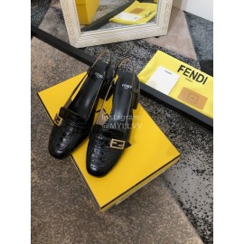 Fendi New Summer Calf High Heel Sandals For Women Black