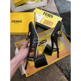 Fendi New Summer Calf High Heel Sandals For Women Black